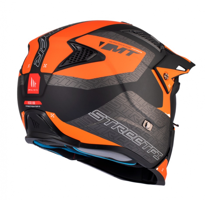 Casca MT Streetfighter Totem portocaliu mat (ochelari soare integrati) – masca (protectie) barbie si cozoroc detasabile – omologare noua ECE 22.06 [6]