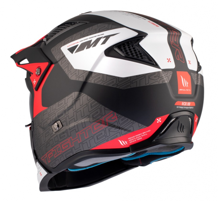 Casca MT Streetfighter Totem rosu mat (ochelari soare integrati) – masca (protectie) barbie si cozoroc detasabile – omologare noua ECE 22.06 [8]