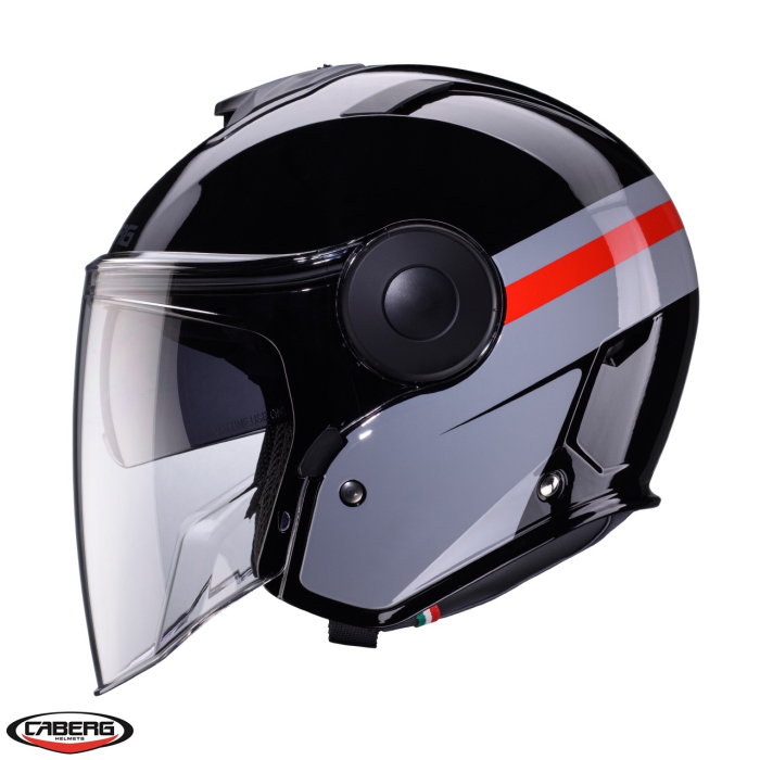 Casca open face (jet) Caberg model Soho SV Zephyr L7 negru/gri/rosu lucios [2]