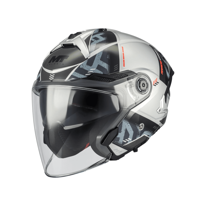 Casca open face motociclete MT Cosmo SV Arrow C2 gri lucios (ochelari soare integrati) – tip viziera: MT-V-37 [7]