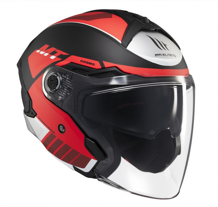 Casca open face motociclete MT Cosmo SV Cruiser rosu mat (ochelari soare integrati) [3]