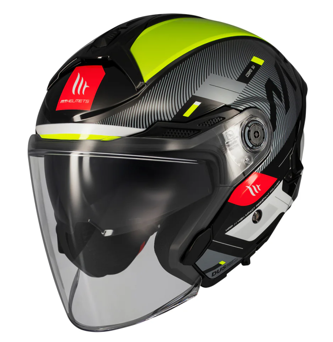 Casca open face motociclete MT Cosmo SV Silence B3 galben fluor lucios (ochelari soare integrati) – tip viziera: MT-V-37 [2]