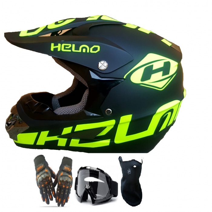 Set casca+ochelari+manusi+cagula atv/cross/enduro/downhill, Helno [1]