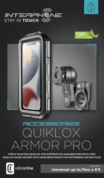 Suport telefon Interphone model Quiklox Armor Pro – carcasa universala – montaj pe ghidon – waterproof – diagonala maxima smartphone: 6.5 inch [4]