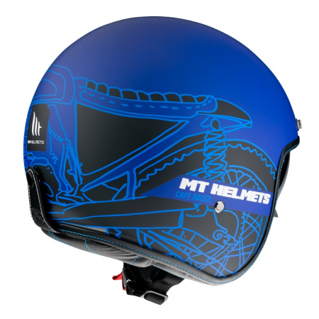 Casca moto open face MT Le Mans Cafe Racer cu ochelari integrati, albastru mat [2]