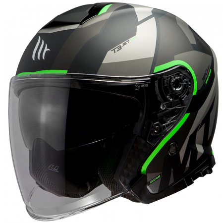 Casca Open-face MT Thunder III cu ochelari integrati negru/verde mat [1]