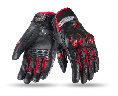 Manusi barbati Seventy - Manusi moto vara piele Seventy Racing, barbati, negru/rosu