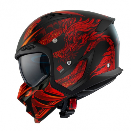 Casti Enduro/Cross/Atv - Casca Axxis model Hunter SV ONI rosu mat (ochelari soare integrati) – masca (protectie) barbie si cozoroc detasabile