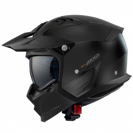Casti Enduro/Cross/Atv - Casca Axxis model Hunter SV solid negru mat (ochelari soare integrati) – masca (protectie) barbie si cozoroc detasabile