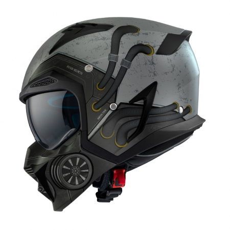 Casti Enduro/Cross/Atv - Casca Axxis model Hunter SV Toxic gri mat (ochelari soare integrati) – masca (protectie) barbie si cozoroc detasabile