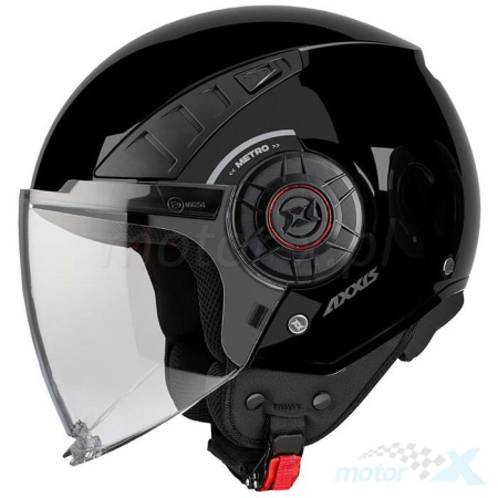 Casti Open-Face - Casca Axxis model Metro S A1 negru lucios (open face) – omologare noua ECE 22.06 – tip viziera: MT-V-26B