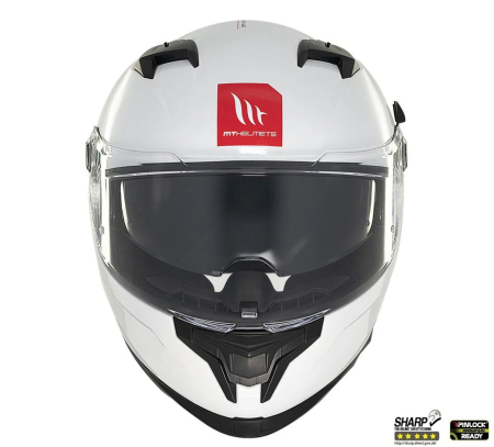 Casca integrala MT Braker SV A0 alb lucios (ochelari soare integrati) – tip viziera: MT-V-28B – DKS435 – punctaj maxim SHARP Test – 5 stele [2]