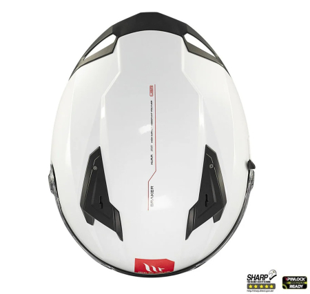 Casca integrala MT Braker SV A0 alb lucios (ochelari soare integrati) – tip viziera: MT-V-28B – DKS435 – punctaj maxim SHARP Test – 5 stele [7]