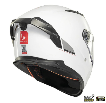 Casca integrala MT Braker SV A0 alb lucios (ochelari soare integrati) – tip viziera: MT-V-28B – DKS435 – punctaj maxim SHARP Test – 5 stele [5]