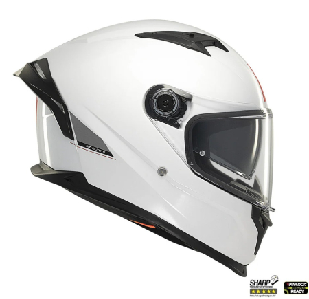 Casca integrala MT Braker SV A0 alb lucios (ochelari soare integrati) – tip viziera: MT-V-28B – DKS435 – punctaj maxim SHARP Test – 5 stele [4]