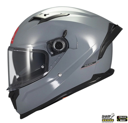 Casti Integrale Mt Helmets - Casca integrala MT Braker SV A12 gri lucios (ochelari soare integrati) – tip viziera: MT-V-28B – DKS435 – punctaj maxim SHARP Test – 5 stele