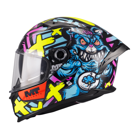 Casti Integrale - Casca integrala MT Braker SV Crazy Teddy B7 (ochelari soare integrati) – tip viziera: MT-V-28B – DKS435 – punctaj maxim SHARP Test – 5 stele