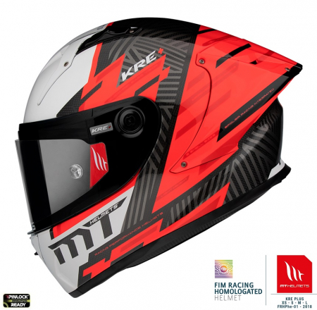 Casti Integrale Mt Helmets- fibra sticla/carbon - Casca integrala MT KRE+ Carbon Brush rosu lucios – 100% carbon – FIM approved