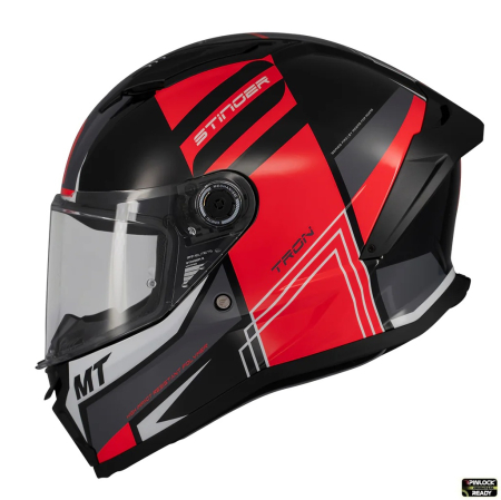 Casti Integrale Mt Helmets - Casca integrala MT Stinger 2 Tron B15 negru/rosu lucios – tip viziera: MT-V-28B