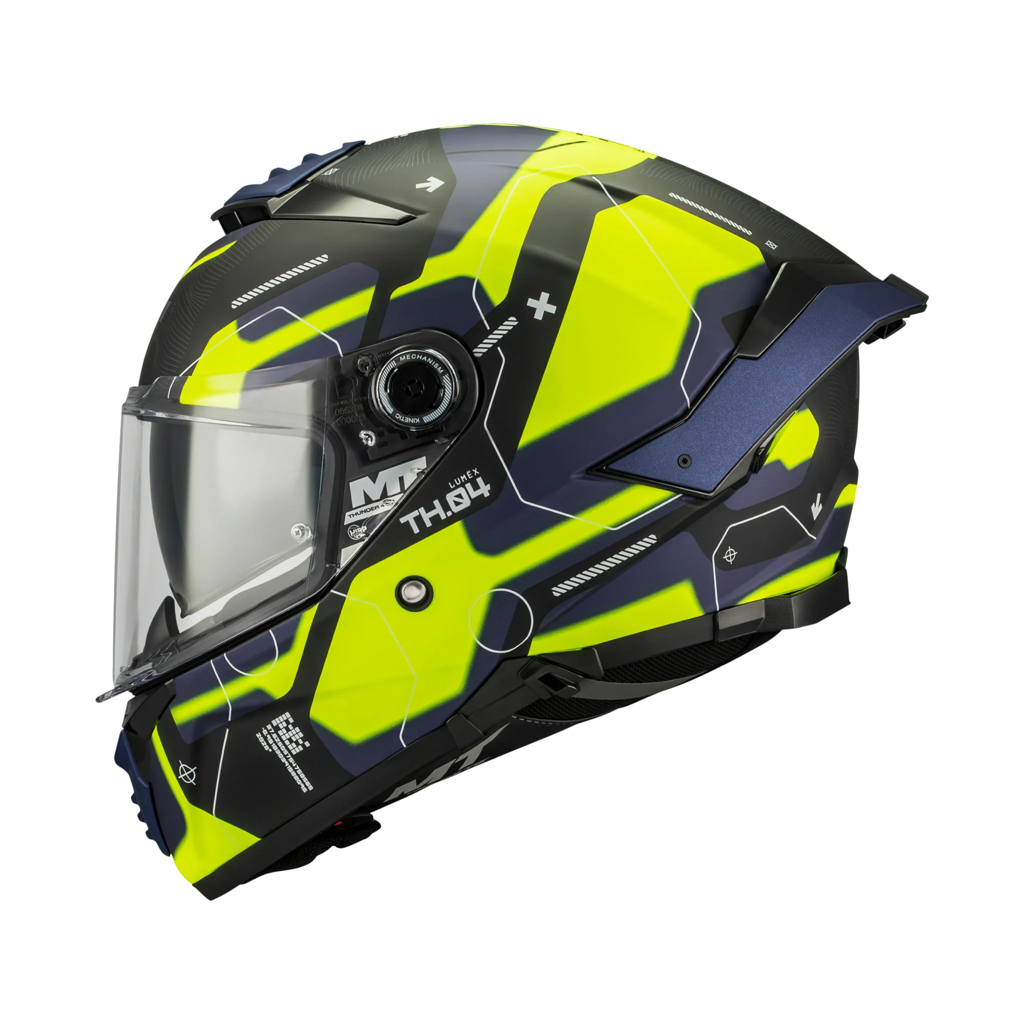 Casti Integrale - Casca integrala MT Thunder 4 SV Lumex B27 albastru/galben mat (ochelari soare integrati)