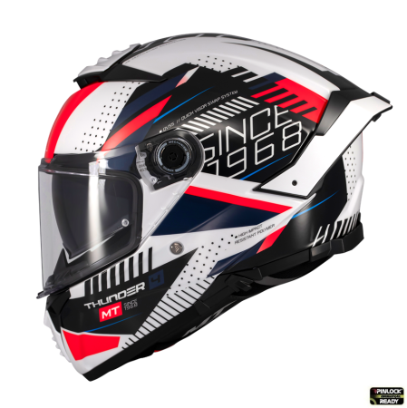 Casti Integrale Mt Helmets - Casca integrala MT Thunder 4 SV Luminence A7 alb/rosu/albastru lucios (ochelari soare integrati) – tip viziera: MT-V-28B