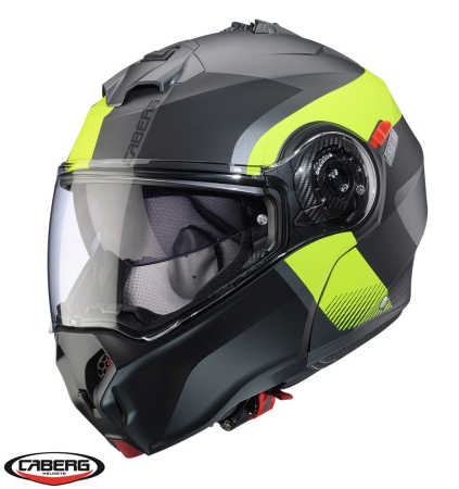 Casti Flip-up/Modulare - Casca modulabila (flip-up) Caberg model Duke Evo SV Indy L1 gun metal (titanium)/galben fluor/negru mat Pinlock ready – lentila Pinlock inclusa