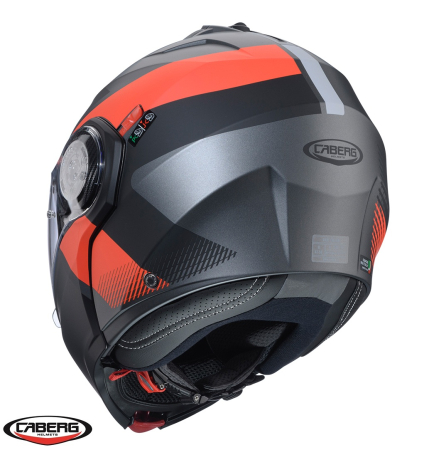 Casca modulabila (flip-up) Caberg model Duke Evo SV Indy L2 gun metal (titanium)/rosu fluor/negru mat Pinlock ready – lentila Pinlock inclusa [3]