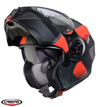 Casca modulabila (flip-up) Caberg model Duke Evo SV Indy L2 gun metal (titanium)/rosu fluor/negru mat Pinlock ready – lentila Pinlock inclusa [2]