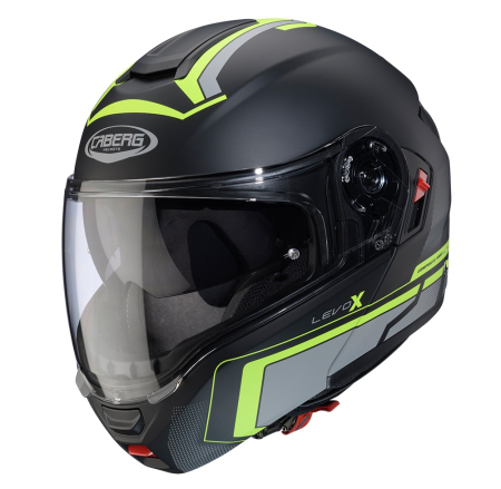 Casca modulabila (flip-up) Caberg model Levo X Elite L6 negru/gri/galben fluor mat Pinlock ready – lentila Pinlock inclusa (fibra de sticla) [1]