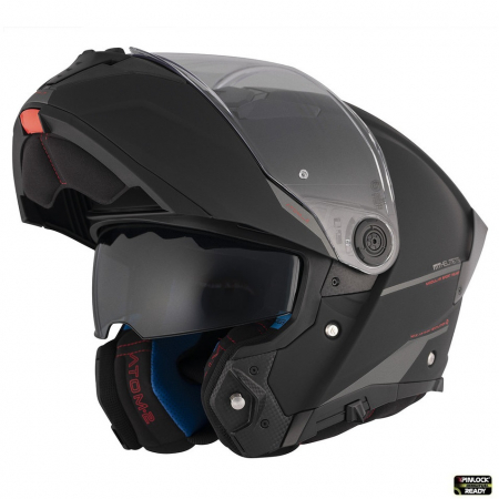Casti Flip-up/Modulare - Casca modulabila MT Atom 2 negru mat (ochelari soare integrati) Pinlock Ready