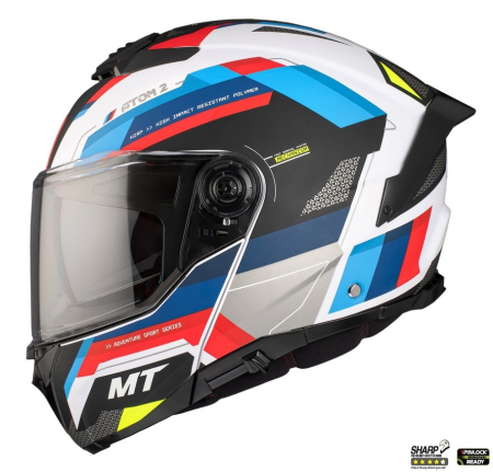 Casca modulabila MT Atom 2 SV Bast A0 alb/rosu/albastru lucios (ochelari soare integrati) Pinlock Ready – tip viziera: MT-V-35 [6]