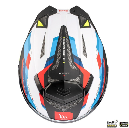 Casca modulabila MT Atom 2 SV Bast A0 alb/rosu/albastru lucios (ochelari soare integrati) Pinlock Ready – tip viziera: MT-V-35 [5]