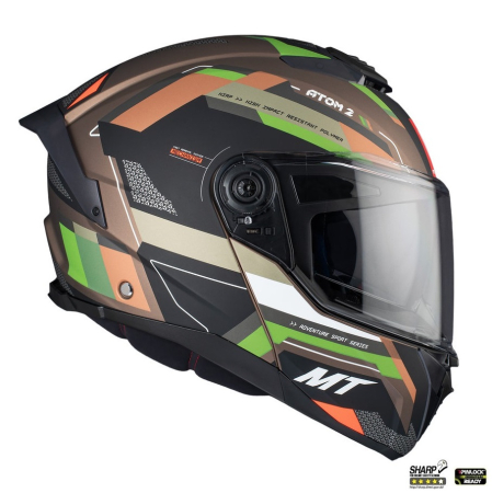Casca modulabila MT Atom 2 SV Bast A6 military (maro/verde mat) (ochelari soare integrati) Pinlock Ready – tip viziera: MT-V-35 [2]