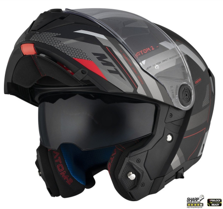 Casti Flip-up/Modulare - Casca modulabila MT Atom 2 SV Bast D5 negru/gri mat (ochelari soare integrati) Pinlock Ready – tip viziera: MT-V-35