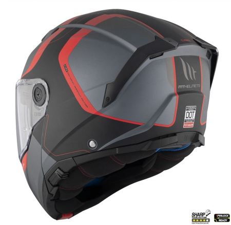 Casca modulabila MT Atom 2 SV Emalla B15 gri/rosu mat (ochelari soare integrati) Pinlock Ready – tip viziera: MT-V-35 [4]