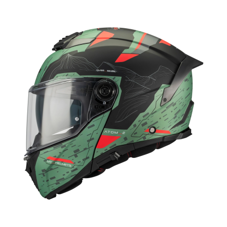 Casca modulabila MT Atom 2 SV Highlands C6 verde mat (ochelari soare integrati) + lentila antiaburire Pinlock 70 cadou – tip viziera: MT-V-35 [1]