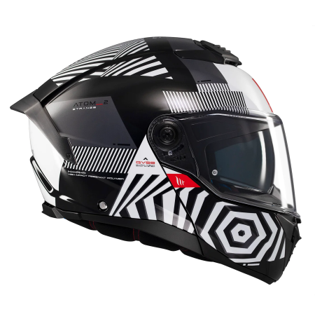 Casca modulabila MT Atom 2 SV Strange B2 negru/alb lucios (ochelari soare integrati) Pinlock Ready – tip viziera: MT-V-35 [4]
