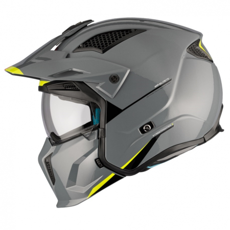 Casti Enduro/Cross/Atv - Casca MT Streetfighter gri lucios (ochelari soare integrati) – masca (protectie) barbie si cozoroc detasabile – omologare noua ECE 22.06