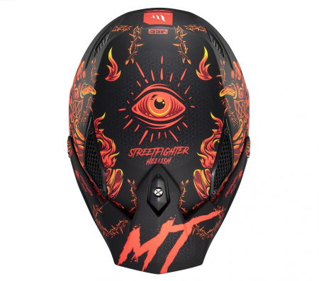 Casca MT Streetfighter Hellish rosu mat (ochelari soare integrati) – masca (protectie) barbie si cozoroc detasabile – omologare noua ECE 22.06 [6]