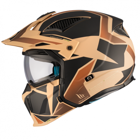 Casti Enduro/Cross/Atv - Casca MT Streetfighter maro mat (ochelari soare integrati) – masca (protectie) barbie si cozoroc detasabile – omologare noua ECE 22.06