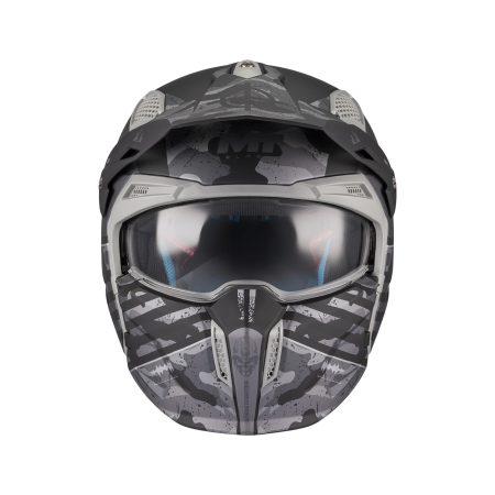 Casca MT Streetfighter SV S Belic B2 gri/negru mat (ochelari soare integrati) – masca (protectie) barbie si cozoroc detasabile – omologare noua ECE 22.06 [1]