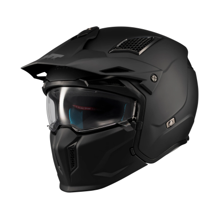 Casti Adventure/Off-Road - Casca MT Streetfighter SV S Pure A1 negru mat (ochelari soare integrati) – masca (protectie) barbie si cozoroc detasabile – omologare noua ECE 22.06