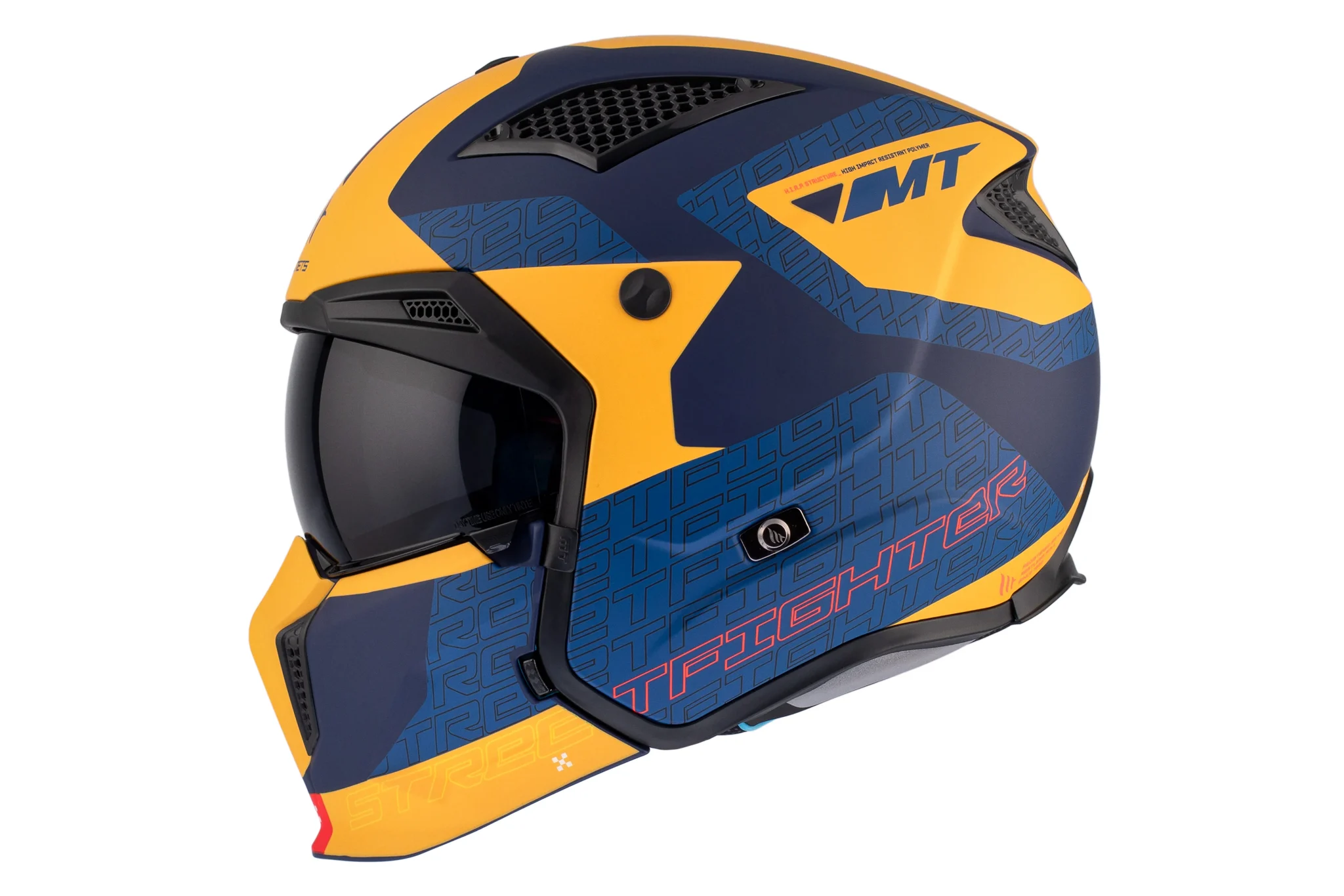 Casca MT Streetfighter SV S Totem C3 galben mat (ochelari soare integrati) – masca (protectie) barbie si cozoroc detasabile – omologare noua ECE 22.06 [7]