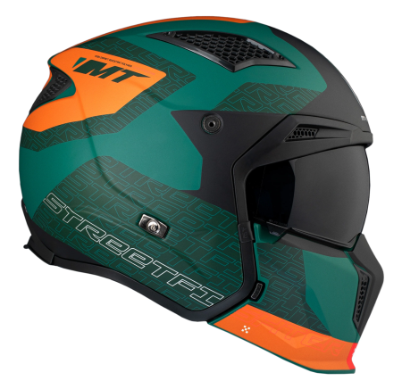 Casca MT Streetfighter SV S Totem C6 verde mat (ochelari soare integrati) – masca (protectie) barbie si cozoroc detasabile – omologare noua ECE 22.06 [11]