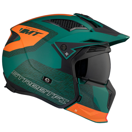 Casca MT Streetfighter SV S Totem C6 verde mat (ochelari soare integrati) – masca (protectie) barbie si cozoroc detasabile – omologare noua ECE 22.06 [4]