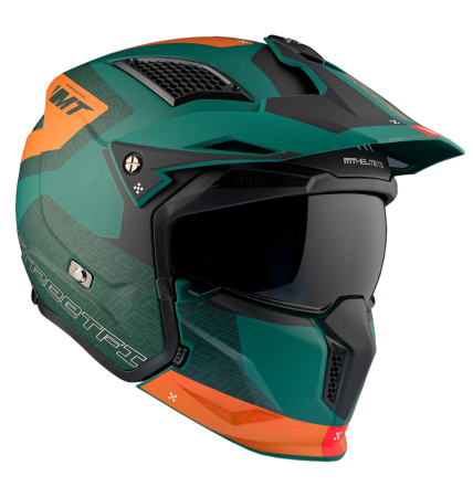 Casca MT Streetfighter SV S Totem C6 verde mat (ochelari soare integrati) – masca (protectie) barbie si cozoroc detasabile – omologare noua ECE 22.06 [3]