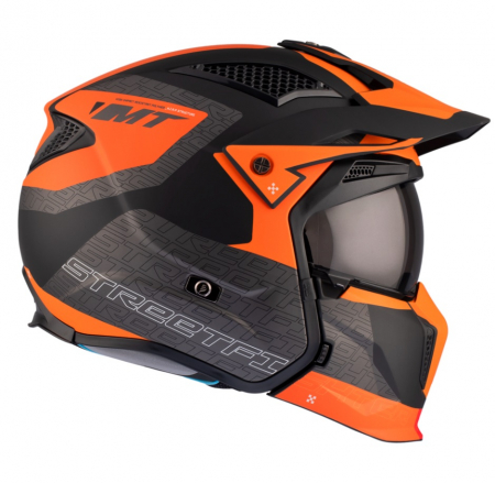 Casca MT Streetfighter Totem portocaliu mat (ochelari soare integrati) – masca (protectie) barbie si cozoroc detasabile – omologare noua ECE 22.06 [4]