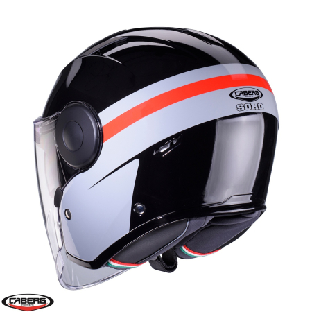 Casca open face (jet) Caberg model Soho SV Zephyr L7 negru/gri/rosu lucios [2]