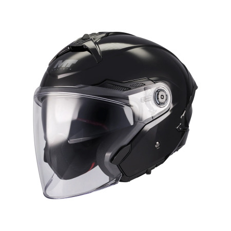 Casti Open-Face - Casca open face motociclete MT Cosmo SV Pure A1 negru lucios (ochelari soare integrati) – tip viziera: MT-V-37