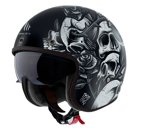 Casti Vintage - Casca open face motociclete MT Le Mans 2 S SV Breakout B2 negru mat (ochelari soare integrati) – omologare noua ECE 22.06